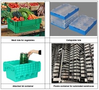 Caisse de rangement en plastique noire recyclée populaire en Australie, 52 L, empilable, avec couvercle, pour la distribution et la logistique