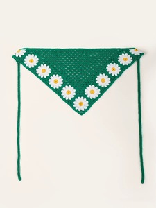 Bandana Triangular de ganchillo con margaritas, pañuelo de punto hecho <span class=keywords><strong>a</strong></span> mano para la cabeza, Primavera - Product Image 4
