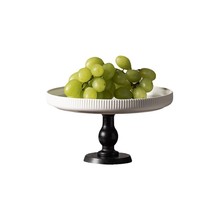 Plateau à fruits moderne en céramique à pieds hauts, rayures, finition mate écologique, décoration d'intérieur, ornement de table à collation/café, salon