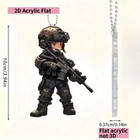 Porte-clés Soldat en Acrylique HY, Surface Plate, Pendentif Ornemental Drôle des Forces Spéciales