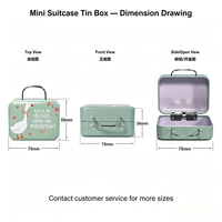 Boîte en fer blanc mini valise créative portable 75x55x38mm, design personnalisé, pour cils, faux cils, pièces de monnaie, bonbons, bagues, cadeau d'anniversaire pour enfants