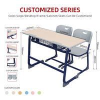WMCD121-DGPN Ensemble Bureau et Chaise Scolaire Fixe pour Enfants, Mobilier d'École pour Salle de Classe