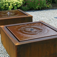 Fontaine d'eau moderne GNEE personnalisable en acier corten rectangulaire, rouge rouillé, résistante aux intempéries, pour jardin, montage au sol extérieur