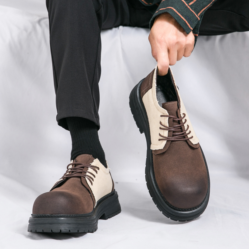 Men\'s Retro Two-Tone Oxford Sneakers Lace-Up Anti-Slip PU Men Chic Dual Tone Lace Up Oxford Shoes – Italian Shoes Company main image 3