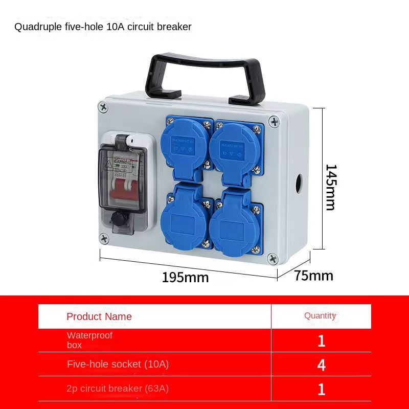 Four-gang five-hole + 63A 2P circuit breaker