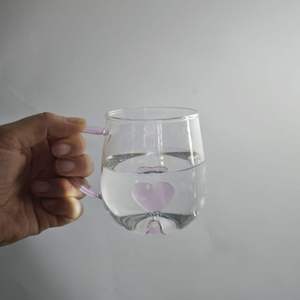 2026 Neuerscheinung Niedliche Rosa Herz Borosilikatglas Tasse Hitzebeständige Tee- und Kaffeetasse mit Henkel als Geschenk - Product Image 6