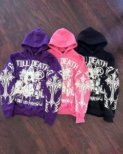 Custom 500GSM Heavyweight 100% Cotton Sweatshirt Oversized Pullover <b>Hoodie</b> Full Offset Print Streetwear <b>Men</b> No String Hoodies - Product Image 6