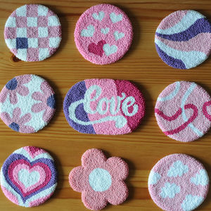 Cadeau personnalisé de la Saint-Valentin mignon coeur motif poinçon aiguille sous-verres tasse tapis écologique polyester coton moderne pour bureau chaud - Product Image 4