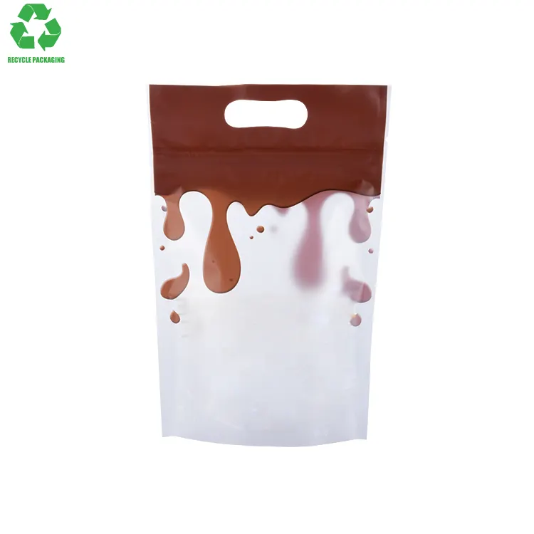 リサイクル可能な2オンス70ミクロンブラウンPEプラスチックヒートシール酸素断熱ジッパーコーヒーフレキシブルスタンドアップ包装袋