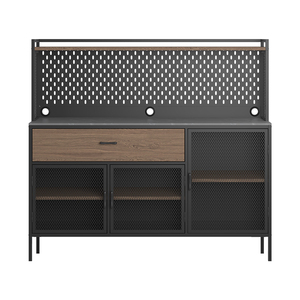 BIZOE BZH04 Moderna Credenza in Acciaio Eco-Friendly Stile Loft con 3 Cassetti e 3 Ripiani, Mobile da Parete per <span class=keywords><strong>Soggiorno</strong></span> - Product Image 2