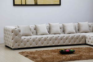 Meubles de salon européens, salon moderne, luxe, <span class=keywords><strong>tissu</strong></span> en velours, <span class=keywords><strong>Chesterfield</strong></span>, canapé d'angle en forme de L, 7 places, capitonné - Product Image 6