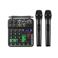 Table de mixage audio DJ professionnelle 4 canaux avec microphone sans fil, en métal et plastique, pour karaoké