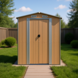 Caseta de jardín de acero galvanizado D0100H79VGT 75.6x336.6x87.8 pulgadas en color marrón claro para almacenamiento - Product Image 2