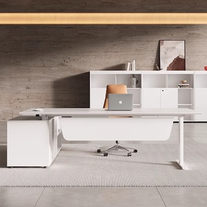 Mobilier de <span class=keywords><strong>bureau</strong></span> haut de gamme de luxe réglable Design moderne Boss CEO Desk Computer Table President Executive Lifting Desk - Product Image 3