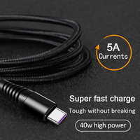 Câble de charge super rapide USB Type C 6A 66W SCP FCP, câble de données USB C en nylon tressé résistant anti-emmêlement pour téléphone et tablette Huawei