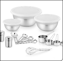 Juego de Tazones para Mezclar de Acero Inoxidable con Tapas, Juego de Tazas Medidoras, Juego de Cucharas Medidoras, Batidor de Varillas de Acero Inoxidable, Utensilios de Cocina - Product Image 5