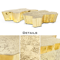 Table basse d'appoint Luxe Arbre de Vie en laiton poli avec base plaquée or, design artisanal inspiré de la nature