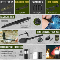 Kit de survie tactique imperméable XUANLAN pour activités de plein air, sac de secours d'urgence, outils de survie, équipement de randonnée et de camping, accessoires