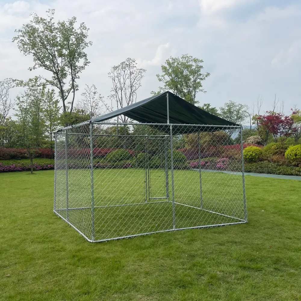 3x3x2.3M esterno pesante rete metallica grande cane gabbia cuccia per fattoria con copertura impermeabile facile montare il gioco e il riposo