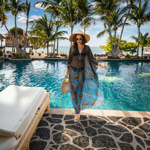 Vestido playero sexy para mujer 2026, suelto, de gasa con estampado floral, para vacaciones - Mayorista - Product Image 3