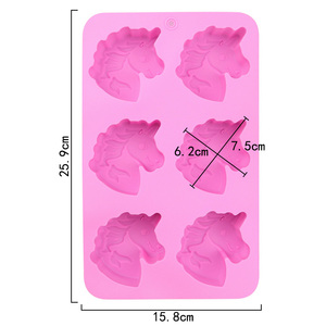 <span class=keywords><strong>Moule</strong></span> en silicone 3D à 6 cavités en forme d'unicorn pour la fabrication de savon, bougies, résine et outils de pâtisserie, sans BPA - Product Image 2
