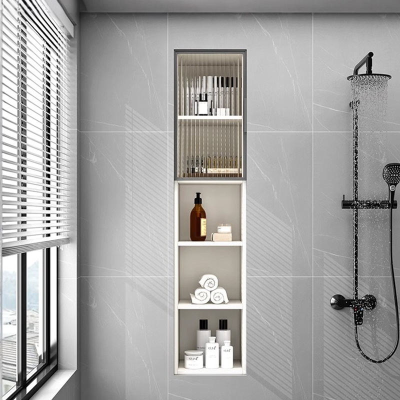 Elegante nicho de pared blanco de cinco capas/doble capa con puerta