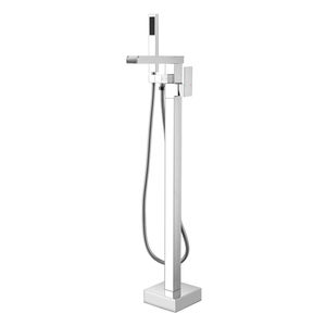 Juego De Grifo De Baño De Soporte Sin Suelo Grifo De <span class=keywords><strong>Banera</strong></span> Bañera Mezclador De <span class=keywords><strong>Ducha</strong></span> Baño Latón Cromado Moderno Contemporáneo - Product Image 1