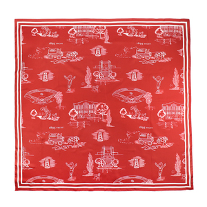 레드 화이트 핸드 롤 디자이너 스카프 맞춤형 맞춤형 로고 드릴 90X90 실크 스퀘어 스카프 - Product Image 2