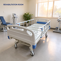 Lit d'hôpital manuel à 3 manivelles E-BC005, hauteur réglable, avec levage des pieds et du dossier, accessoires optionnels pour la tête et les pieds du lit en ABS