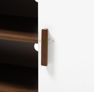 Meuble <span class=keywords><strong>TV</strong></span> moderne en <span class=keywords><strong>bois</strong></span> avec deux portes, blanc et marron - Product Image 4