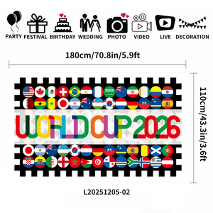 Banderas y Pancartas para la Copa Mundial de Fútbol 2026, Tela de Fondo de Poliéster, Artículos para Animar al Equipo en el Estadio y Registro de Partidos - Product Image 2