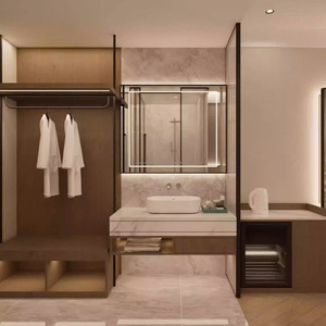 Juego de Muebles de Dormitorio Modernos para Hotel o Apartamento, 3 Estrellas, con Base de Cama de Madera, Mesitas de Noche, Armario, Mueble para TV y Sofá - Product Image 5