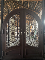Porte principale en fer forgé Baodu / Porte en fer forgé et en verre / Design de grille de porte en fer