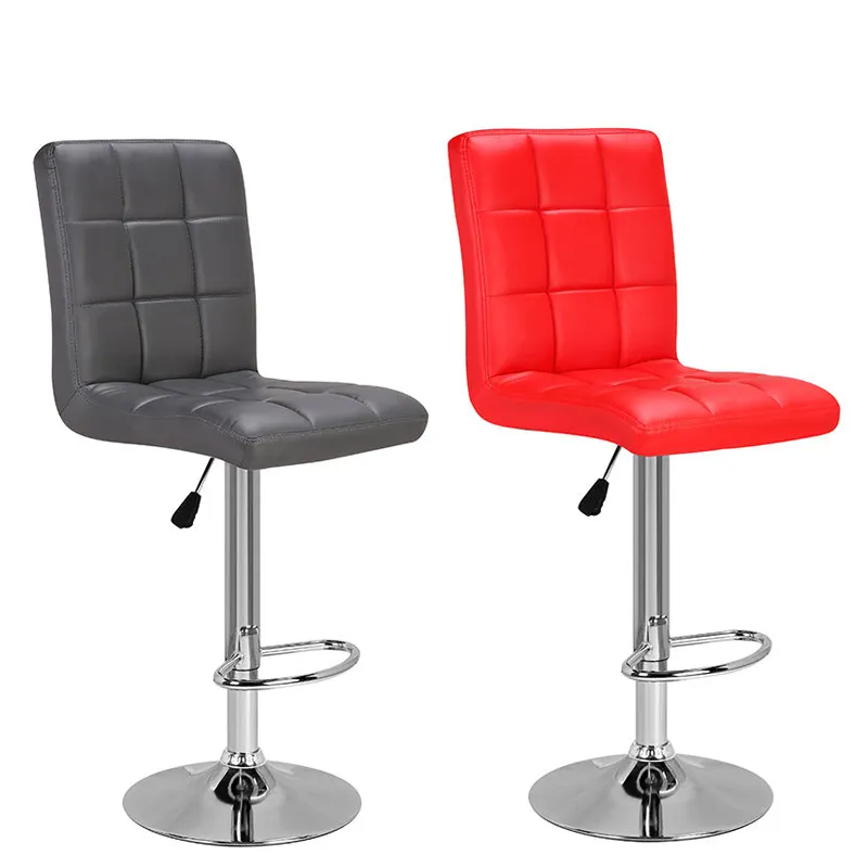 Factory Wholesale Chrome Plated Lifting Rod Upholstered Comfort Leather Kitchen High Chairs Luxury Bar Stools