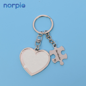 Trái tim keychain thiết lập các cặp vợ chồng Keychain 2 pcs thăng hoa trống phù hợp với câu đố mảnh khắc vài móc khóa - Product Image 3