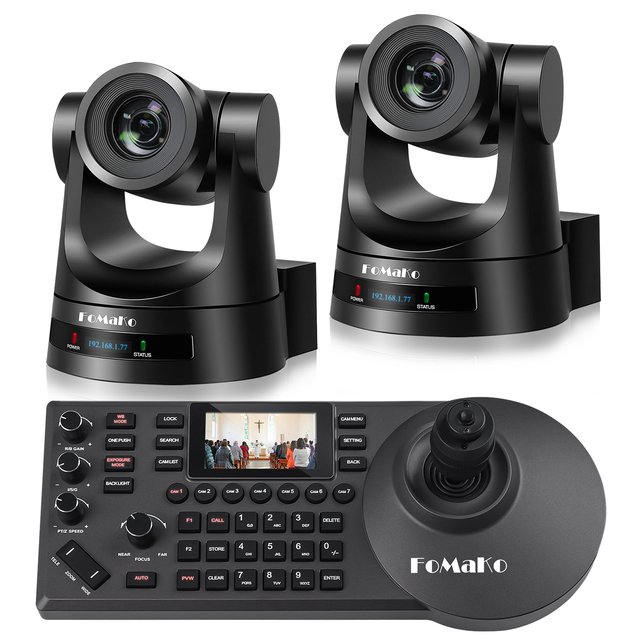 FoMaKo BH202 20X Optical Zoom Live Streaming PoE Church Services Worship Education 1080P 60FPS HDMI PTZ Camera Bunlde Kit
