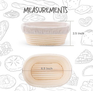 Ensemble essentiel de 5 mini paniers ovales à <span class=keywords><strong>pain</strong></span> en rotin avec doublures Outil de <span class=keywords><strong>boulanger</strong></span> pour la cuisson <span class=keywords><strong>au</strong></span> <span class=keywords><strong>levain</strong></span> - Product Image 3