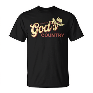 T-shirt Get Me To God's Country, design vintage avec chapeau de campagne, noir, pour hommes - Product Image 2