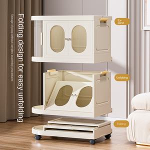 Armoire pliante à volets roulants LYGD, armoire de rangement pliable pour produits pour bébés, grande capacité de rangement et chariot de rangement rotatif - Product Image 4