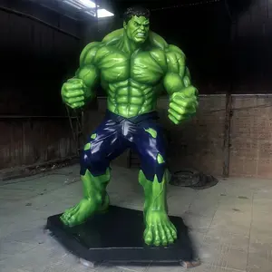 Escultura em resina de filme Hulk em tamanho real, preço de fábrica, bonecos de ação famosos de super-heróis, homem musculoso, em fibra de vidro