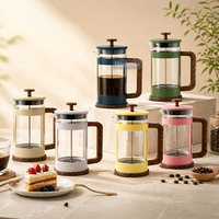 Cafetière à piston en verre borosilicate HIGHWIN 350/600/800/1000ml avec filtre à thé pour le thé et le café