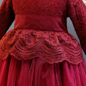 Vestidos de Noche Rojos de Manga Larga de Algodón para Niñas, Modernos, con Diseño Floral Navideño, para Invierno - Product Image 3