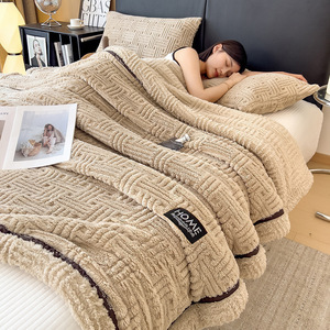 Coperta in Fibra di Poliestere Stile Europeo, Tinta Unita, Trapuntata, Invernale, Ispessita, Leggera, in Pile Corallo, per Divano, Letto, Dormitorio, Ufficio - Product Image 5
