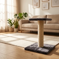 Griffoir simple pour chat en corde de sisal naturelle, avec perchoir en peluche douce, base stable, gain de place, mobilier d'intérieur pour chatons