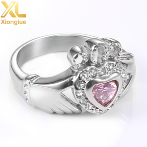 European American-style Princess Style Fashion Pink-diamond <b>Crown</b> Stainless Steel Personalized Minimalist Wedding Womens <b>Ring</b> - Product Image 2