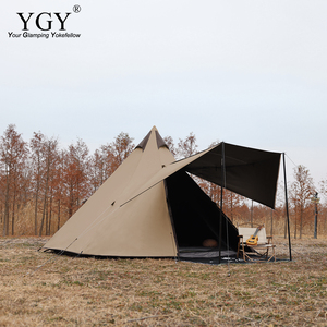 YGY tente pyramidale de glamping double couche 4-6 personnes étanche anti-UV famille tente d'été extérieure 4 saisons avec cuisinière - Product Image 2