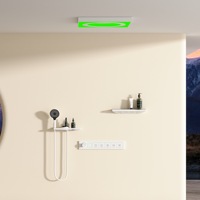 Ensemble de douche moderne minimaliste encastré au plafond avec cartouche céramique et contrôle thermostatique, finition cuivre brossé mural