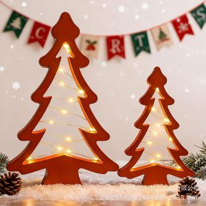 Wooden Christmas Tree Ornament With <b>Lights</b> Rustic Style Tabletop Decoration - Product Image 1