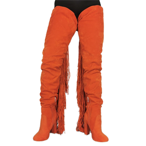 Women's Winter Over-the-Knee Western Flock <b>Boots</b> Tassels Fringes Chunky Heels ZIP Closure Anti-Slippery Lighted Features - Product Image 1