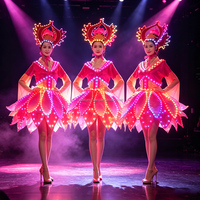Robe à pétales de lotus lumineuse à LED, jupe de performance à fleurs scintillantes